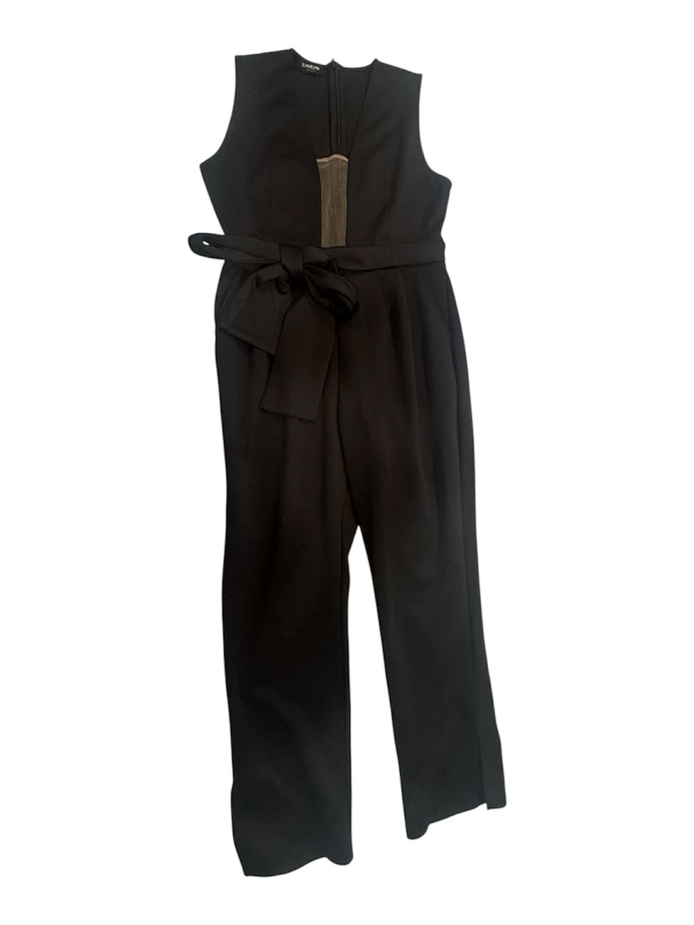 bebe Black Sleeveless Wide-Leg Jumpsuit with Waist Tie - Picture 2 of 5